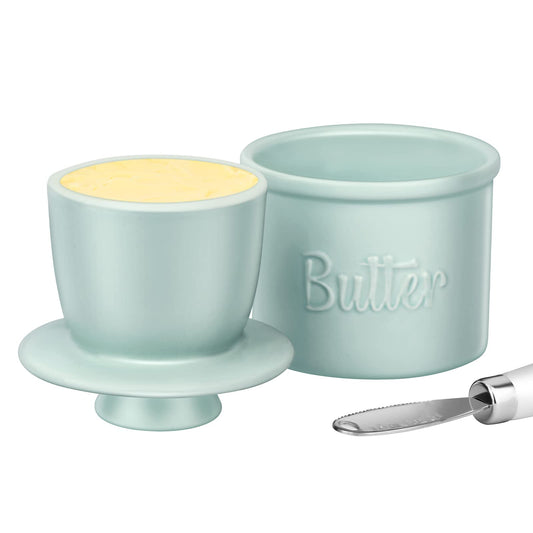 ADIVEE Butter Crock with Spreader, Porcelain French Butter Keeper, Blue 🍁 All In One Marketplace Canada