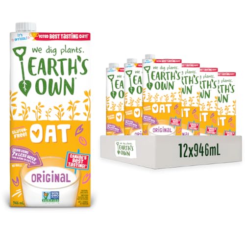 Earth's Own Oat Milk Original - 12 Pack (946ml each) | Plant-Based, Dairy-Free, Vegan | Canadian-Made | Nut-Free