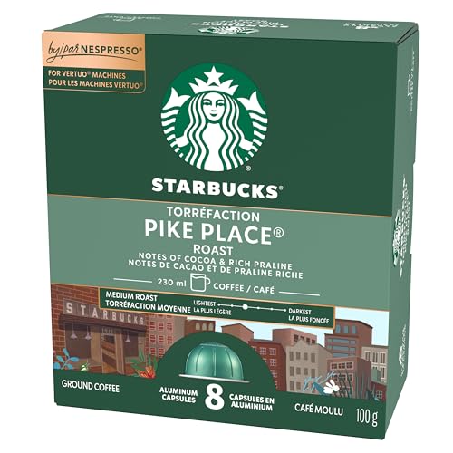 Starbucks Pike Place Roast Medium Roast Coffee Capsules for Nespresso Vertuo – 32 Pods (4 Boxes of 8)