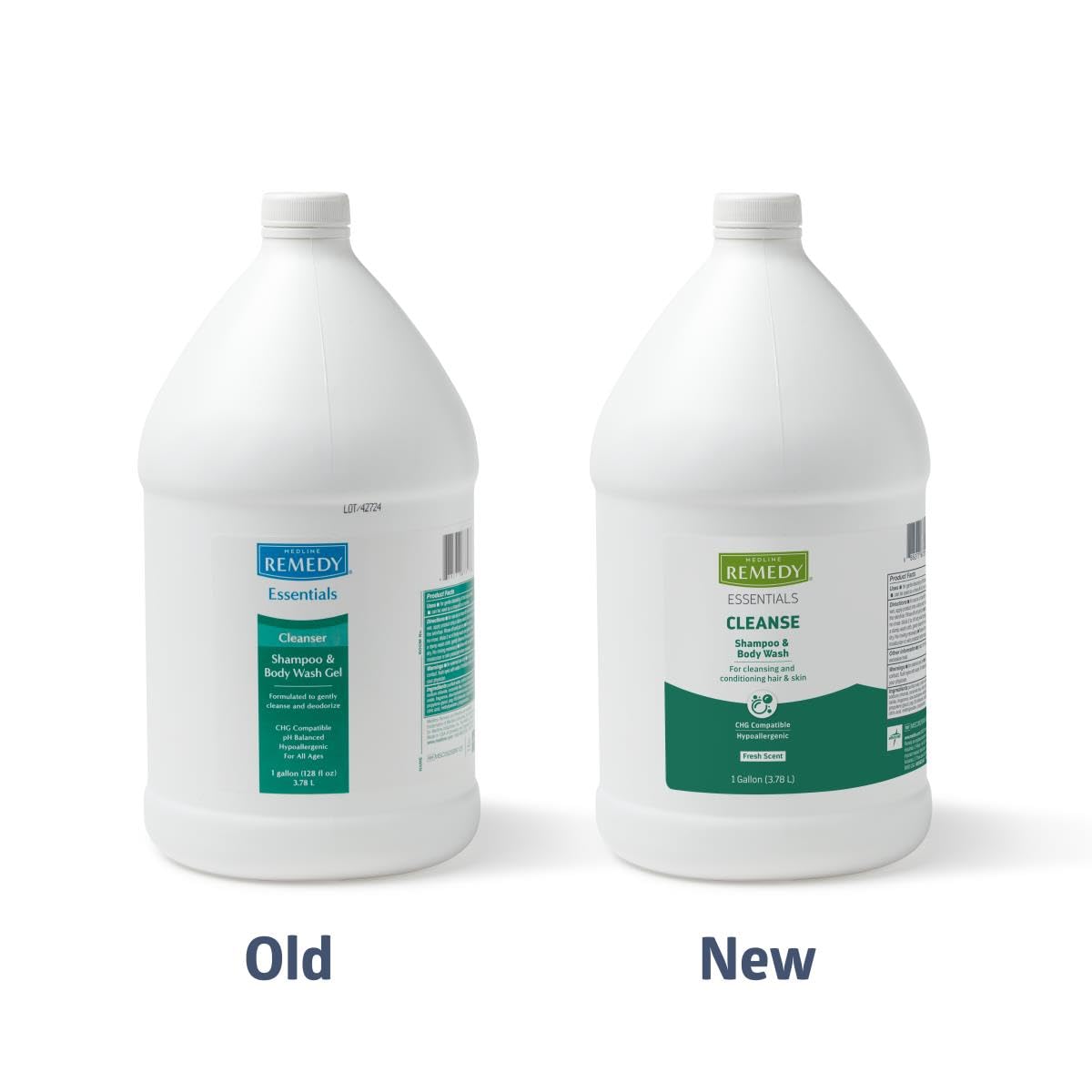 Medline Remedy Essentials Shampoo & Body Wash, 1 Gallon, pH-Balanced, Dye-Free 2-in-1 Cleanser, Gentle Daily Use for Skin & Hair, Easy Rinse, Fresh Scent