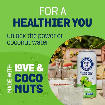 Thirsty Buddha Coconut Water – Natural Electrolytes & Nutrients, No Added Sugar, 12-Pack (12 × 490ml Cans)