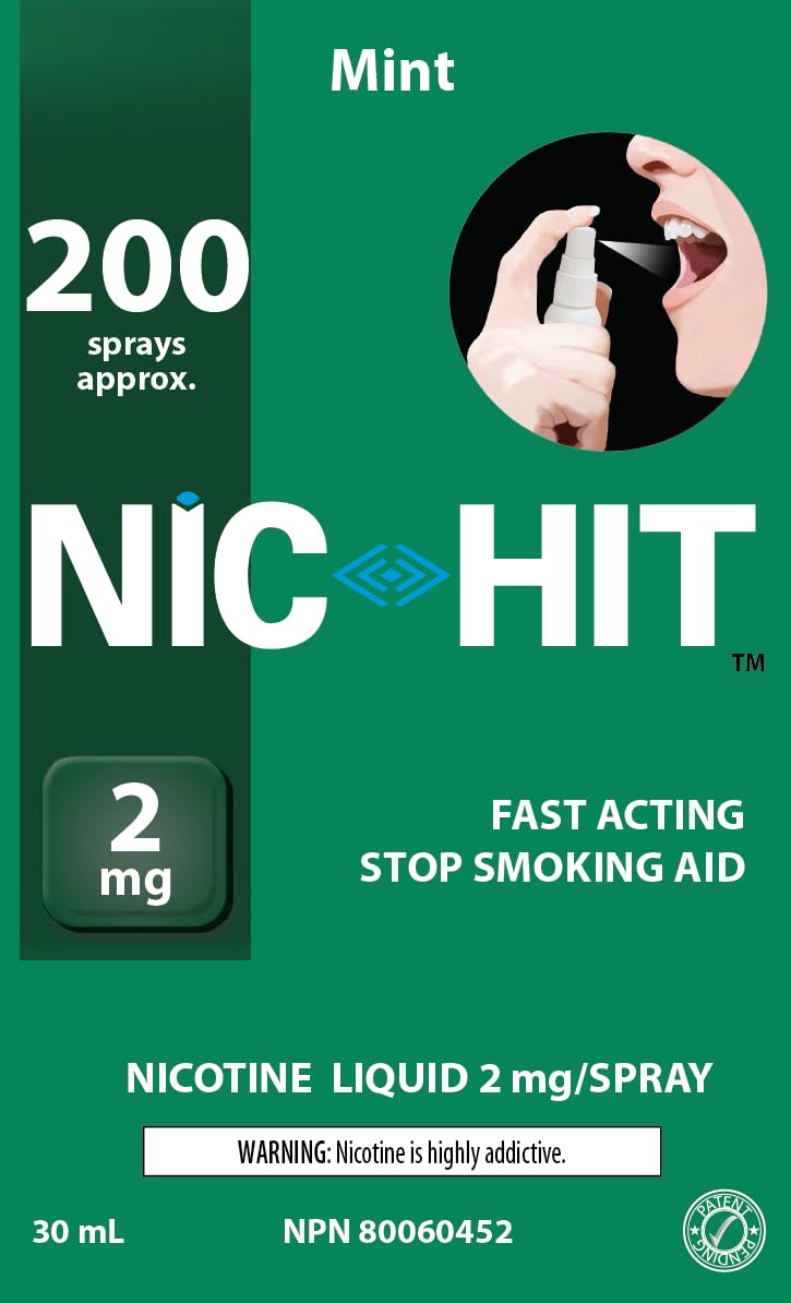 Quit Smoking Aid Nicotine Spray Nic-Hit Mint Flavor 2mg - 200 Sprays - Available at All In One Marketplace Canada