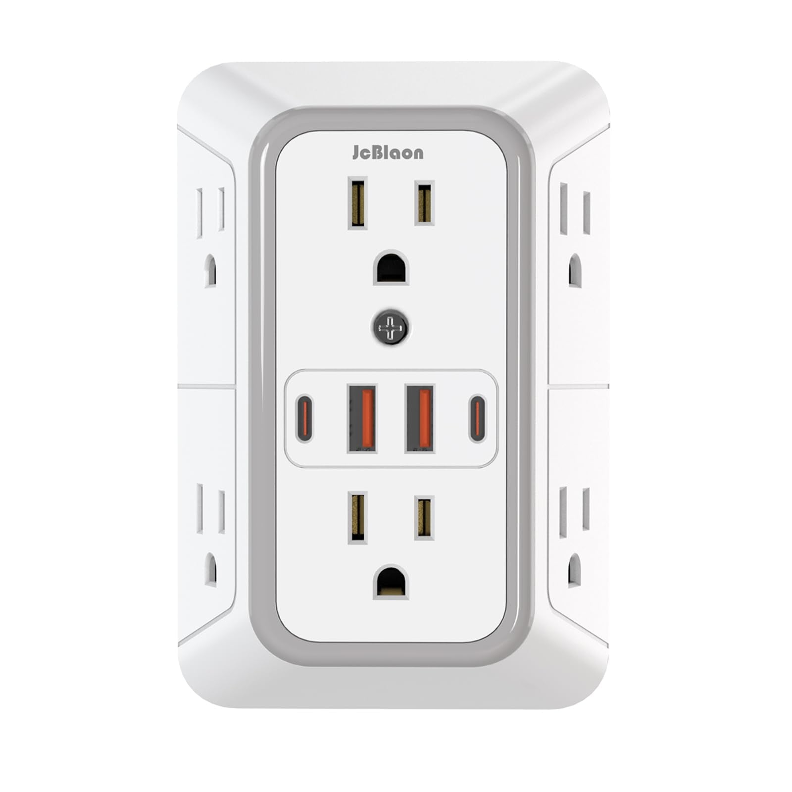 JcBlaon Outlet Extender Surge Protector - 6 Outlet Splitter with 4 USB Ports (2 USB C), Multiple Plug Expander Wall Charger, 3 Sided Multi Plug Wall Adapter Power Strip for Home Office Kitchen Travel
