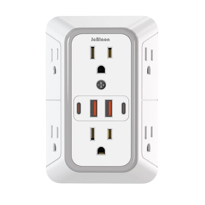 JcBlaon Outlet Extender Surge Protector - 6 Outlet Splitter with 4 USB Ports (2 USB C), Multiple Plug Expander Wall Charger, 3 Sided Multi Plug Wall Adapter Power Strip for Home Office Kitchen Travel