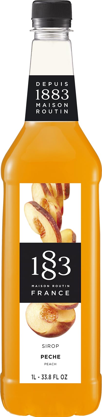Maison Routin 1883 Peach Syrup, Pet Bottle 1000 Milliliter 1883 MAISON ROUTIN