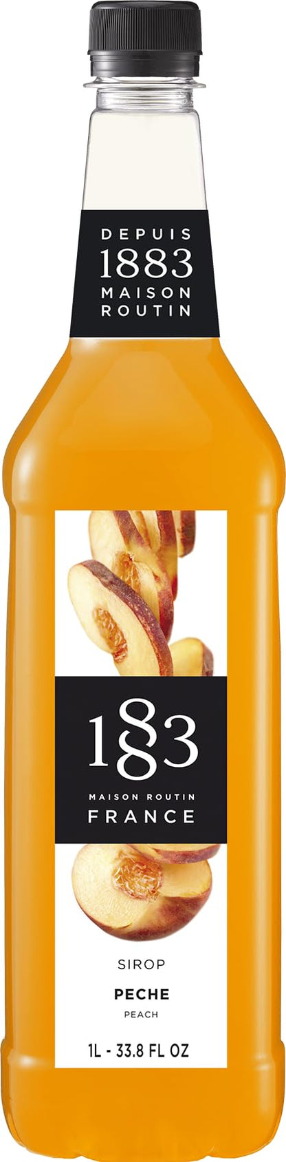 Maison Routin 1883 Peach Syrup, Pet Bottle 1000 Milliliter 1883 MAISON ROUTIN
