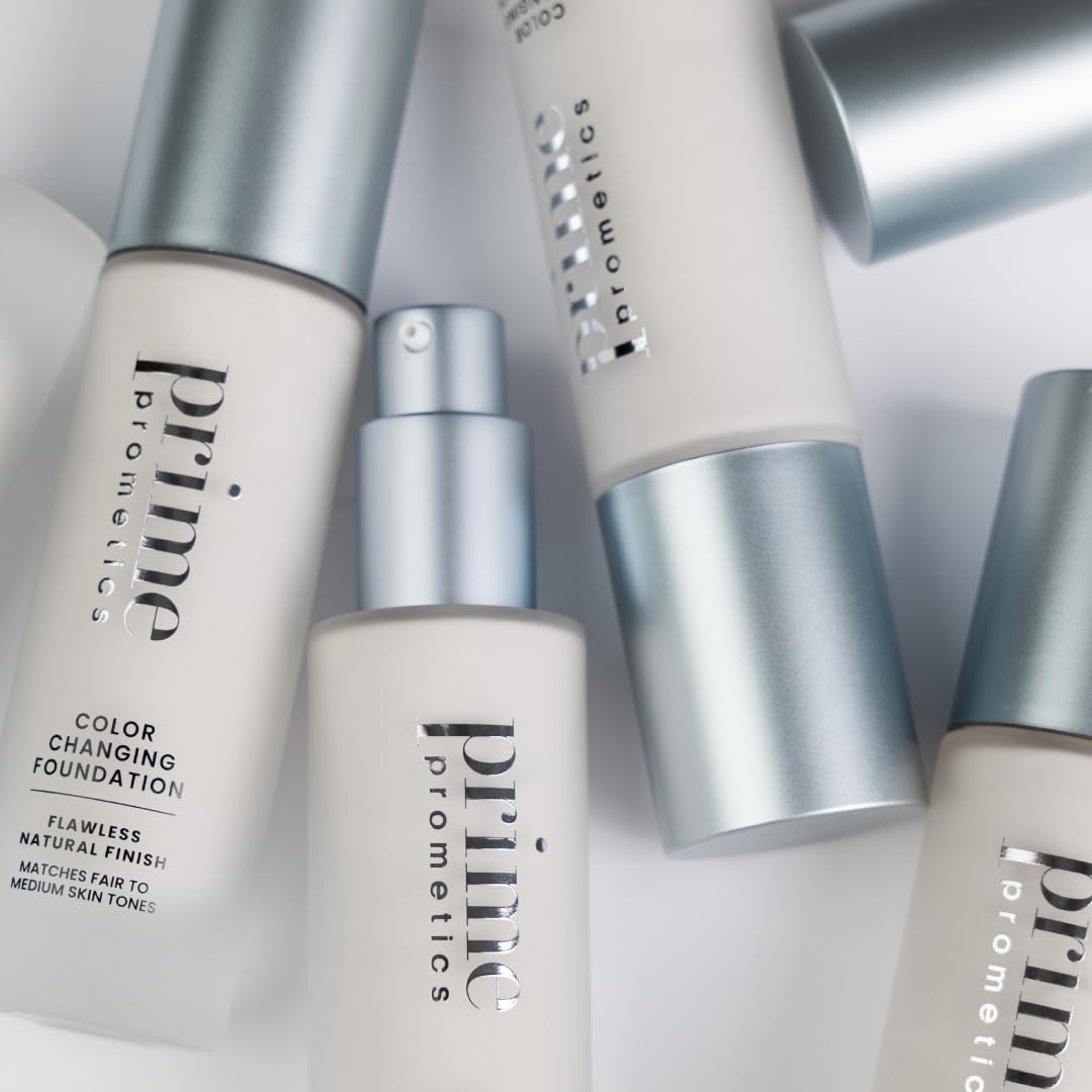 Prime Prometics Color Changing Foundation for Mature Women – Instantly Adapts to Your Skin Tone – Buildable Light-to-Medium Coverage – 12-Hour Wear – Natural Dewy Finish – Hypoallergenic - Available at All In One Marketplace Canada