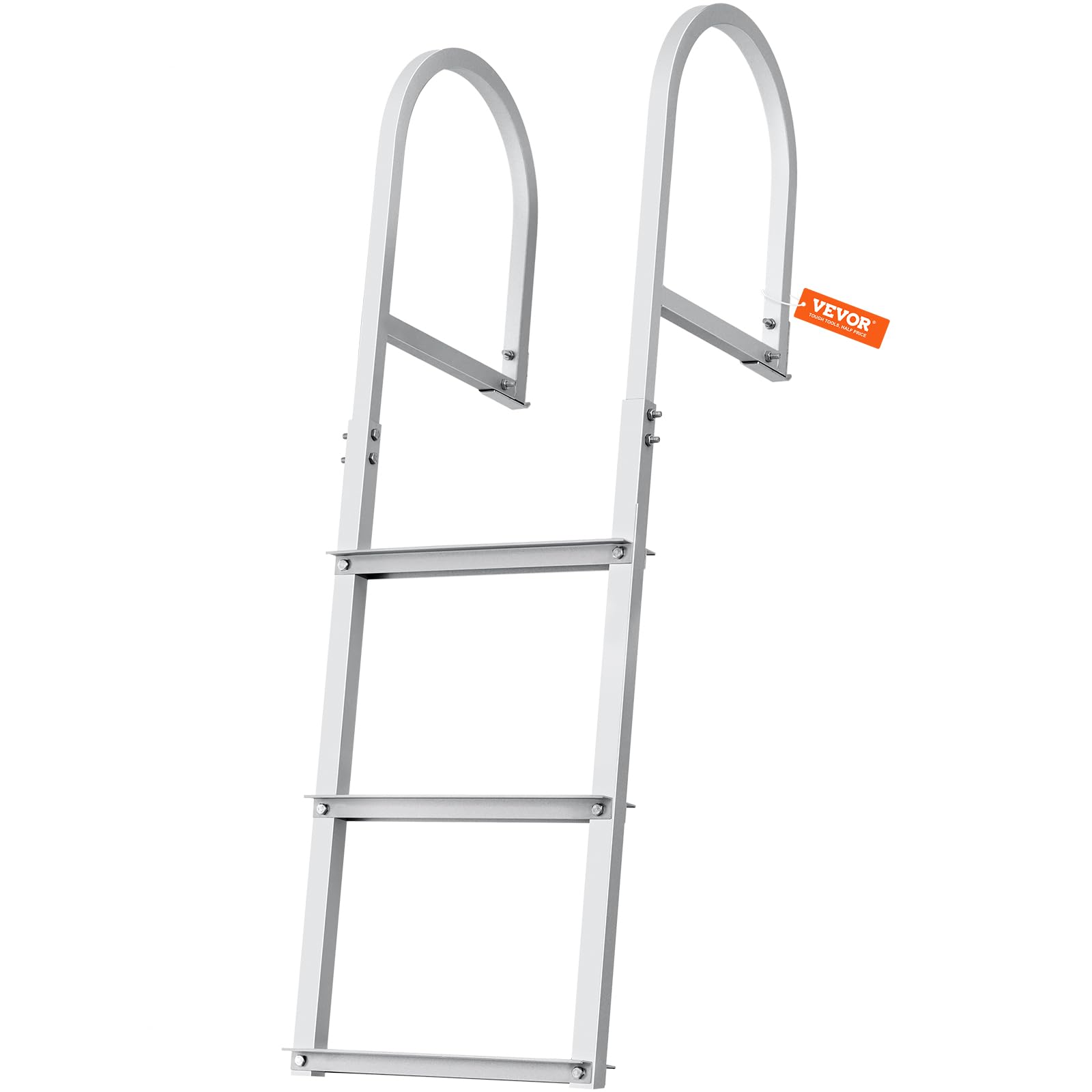 VEVOR Dock Ladder, Removable 3 Steps, 500 lbs Load Capacity, Aluminum Alloy Pontoon Boat Ladder with 3.1'' Wide Step & Nonslip Mat, Easy to Install for Ship/Lake/Pool/Marine Boarding VEVOR