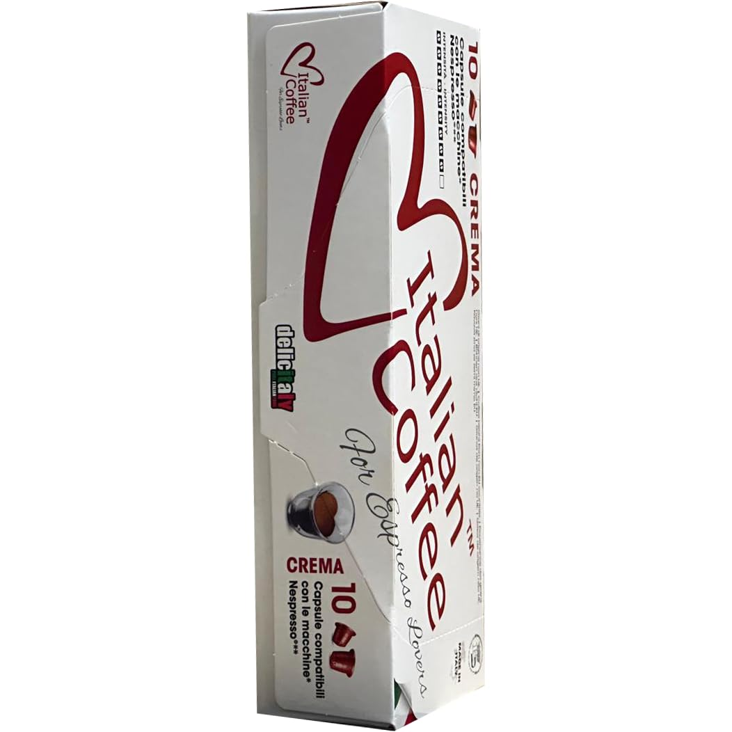 Delicitaly 100 Italian Espresso Pods for Nespresso Machines - Crema Blend