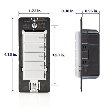 Leviton Countdown Timer Switch, 10-20-30-60 min, No Neutral Required, Single Pole, 15 Amp, DT160-1LW, White 🍁 All In One Marketplace Canada