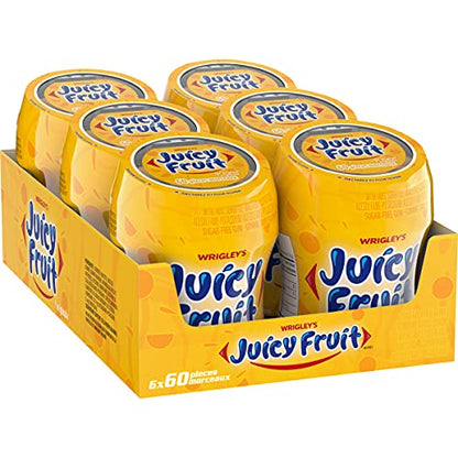 Juicy Fruit Chewing Gum - Fruit Flavored, 60 Pieces, 6 Bottles