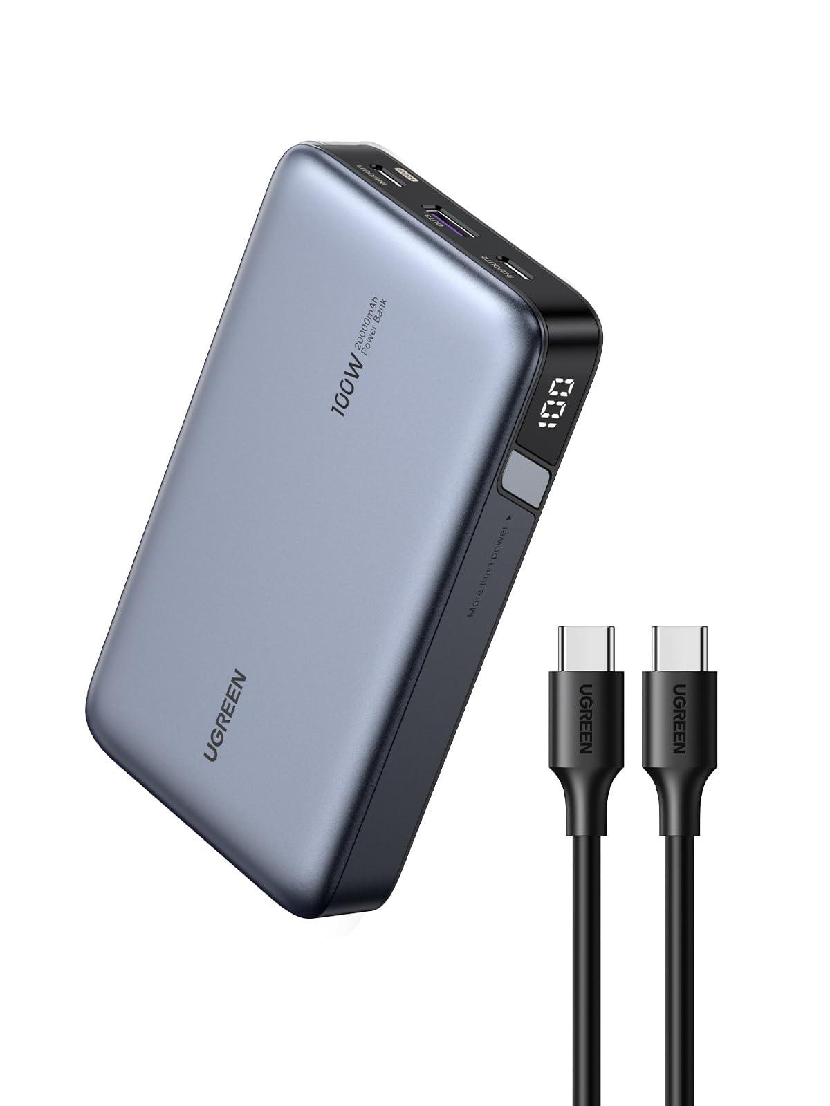 UGREEN 100W Power Bank Fast Charge, 3Ports USB C 20000mAh Portable Charger Fast Charging, 65W Fast Recharge Laptop Battery Bank, Compatible for MacBook Pro Air, Dell, iPad Pro, iPhone 17 Pro Max