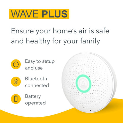 AIRTHINGS Wave Plus Indoor Air Quality Monitor with Radon Detection Free App & Web Dashboard Easy-to-Use Radon, Tvocs, Co2, Temperature, Humidity & Air Pressure “ Bluetooth Battery Operated,White 🍁 All In One Marketplace Canada