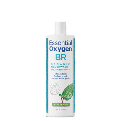 Essential Oxygen Organic Brushing Rinse Toothpaste Mouthwash for Whiter Teeth, Fresher Breath, and Healthier Gums, Peppermint 16 fl. oz 🍁 All In One Marketplace Canada