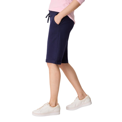 Hanes Women's French Terry Bermuda Short, Navy, Large Hanes