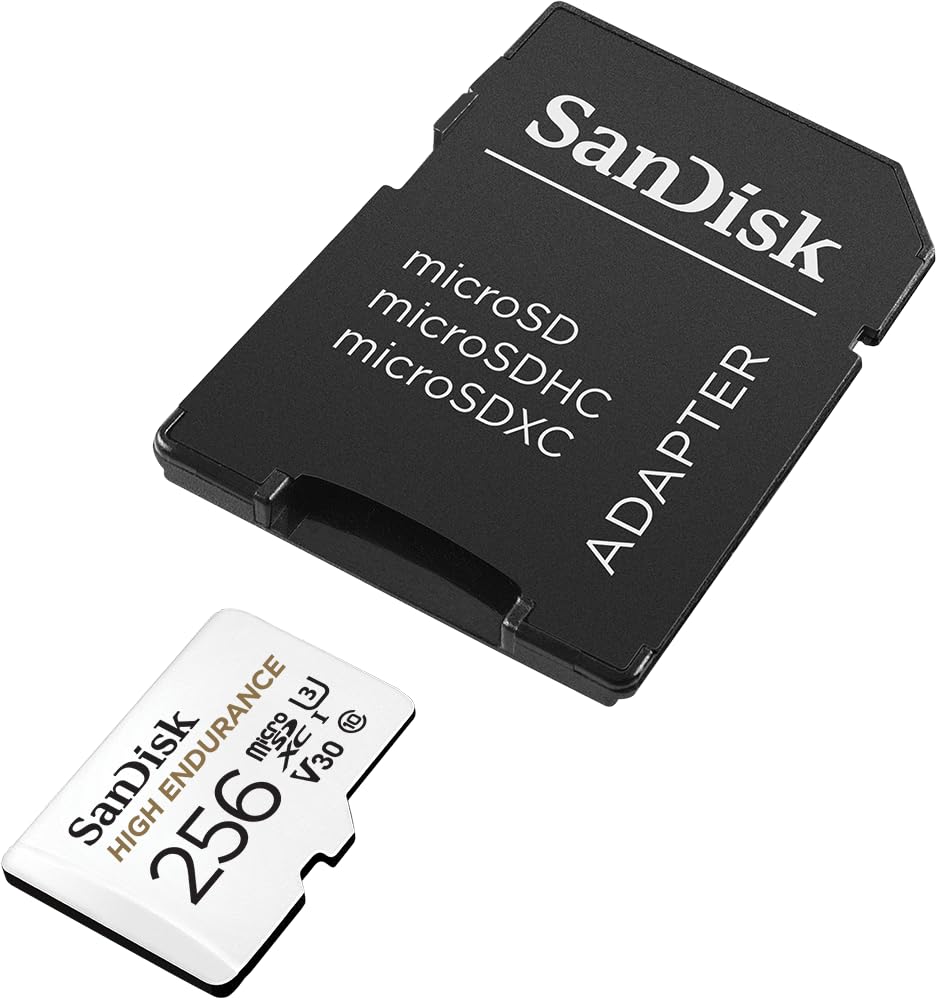 SanDisk 256GB High Endurance Video microSDXC Card with Adapter for Dash Cam and Home Monitoring Systems - C10, U3, V30, 4K UHD, Micro SD Card - SDSQQNR-256G-GN6IA - Available at All In One Marketplace Canada
