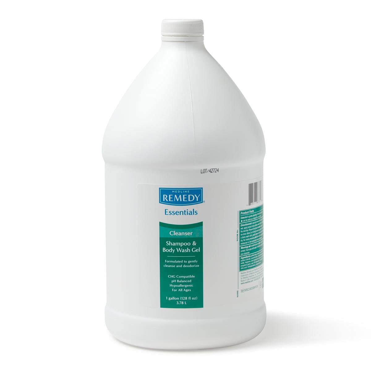 Medline Remedy Essentials Shampoo & Body Wash, 1 Gallon, pH-Balanced, Dye-Free 2-in-1 Cleanser, Gentle Daily Use for Skin & Hair, Easy Rinse, Fresh Scent