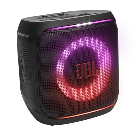 JBL PartyBox Encore 2 (with 2 Mics) - Portable Party Speaker with Two Digital Wireless Mics, 100W Powerful Sound, AI Sound Boost, Auracast-Enabled, Dynamic Light Show, and IPX4 Splash Proof - Black