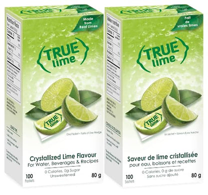 True Lime Water Enhancer - 100% Natural, Sugar-Free, Zero Calories - Single-Serve Packets, 100 Count (Pack of 2)