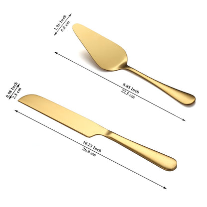 Kyraton Wedding Cake Knife and Server Set, Gold Titanium Plated Stainless Steel Cake Cutting Set for Weddings and Birthdays 🍁 All In One Marketplace Canada