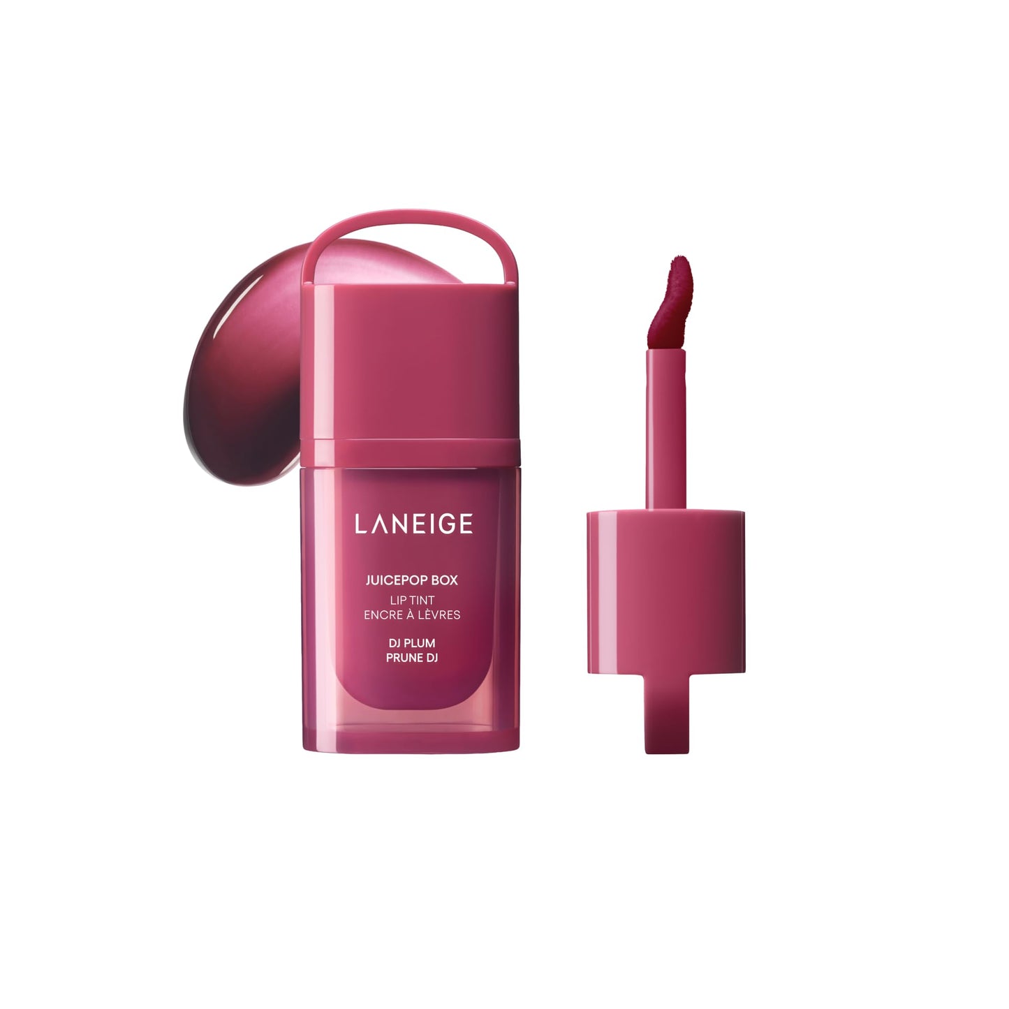 LANEIGE JuicePop Box Lip Tint: 12‑HR Hydrating Lightweight Stain with Buildable Juicy Color & Nourishing Shine, a K‑Beauty Lip Essential for Long‑Lasting Comfort, DJ Plum LANEIGE