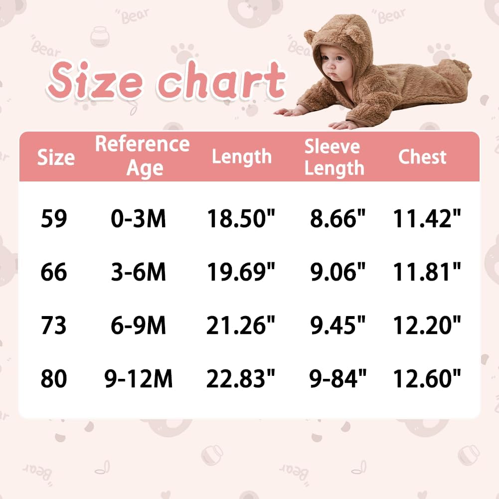 AiWMGL Newborn Baby Bear Fleece Footed Hooded Jumpsuit 🍁 All In One Marketplace Canada