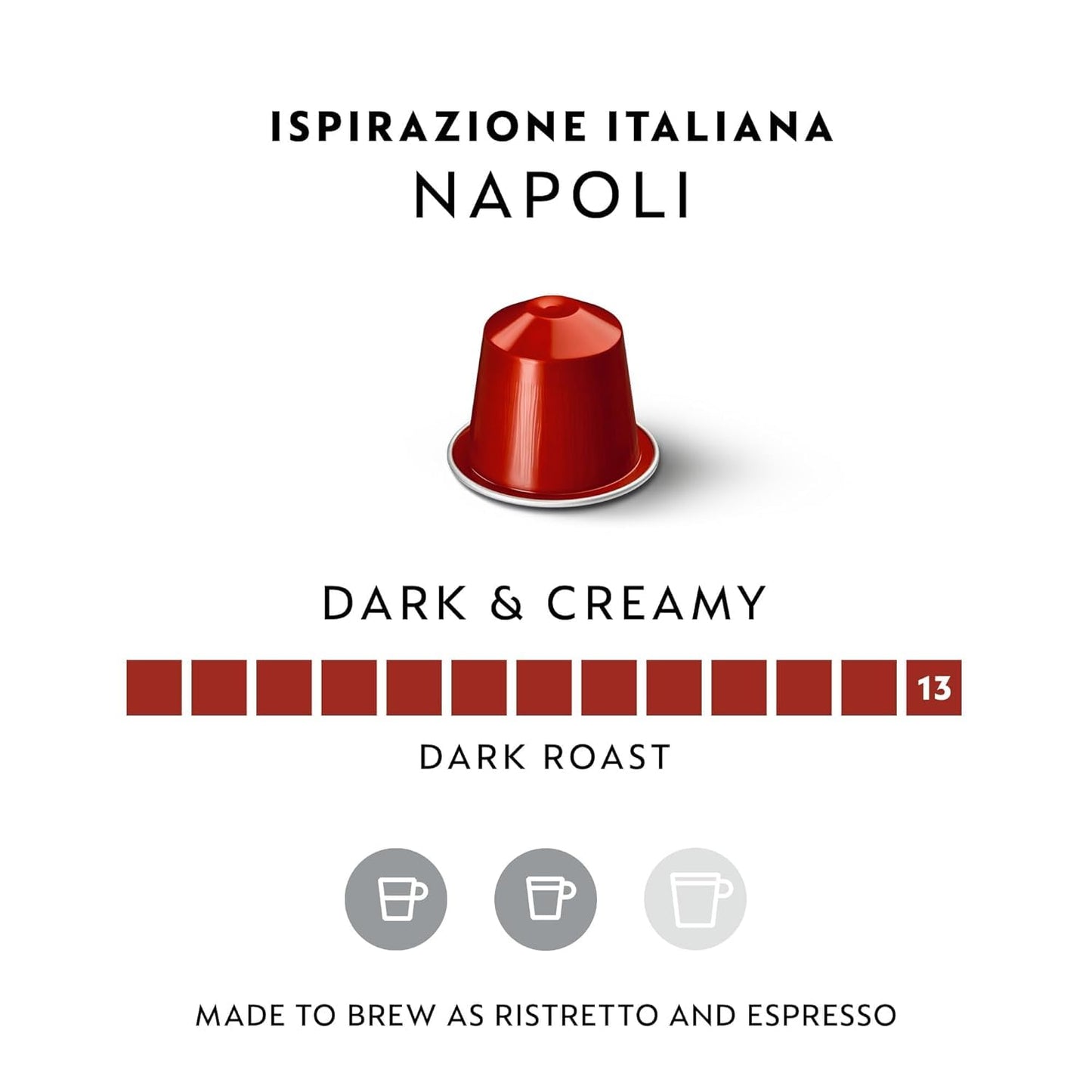 Nespresso Original Napoli Coffee Pods, Dark Roast, Intensity 13, 50 Pods Nespresso