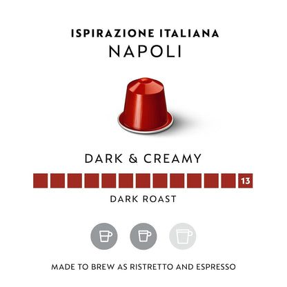 Nespresso Original Napoli Coffee Pods, Dark Roast, Intensity 13, 50 Pods Nespresso