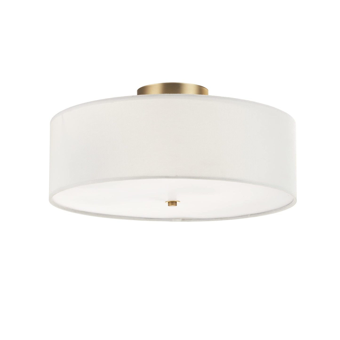 Globe Electric 60998 Kyle 2-Light Flush Mount Ceiling Light, Matte Brass, White Linen Shade Globe Electric