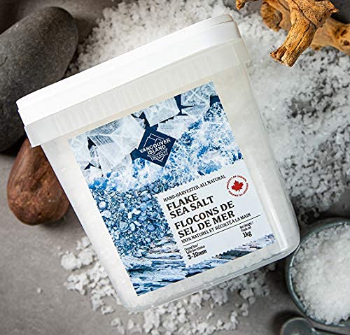 Vancouver Island Sea Salt - 1kg Large Flake Crystals - Hand-Harvested for Cooking, Baking & Finishing