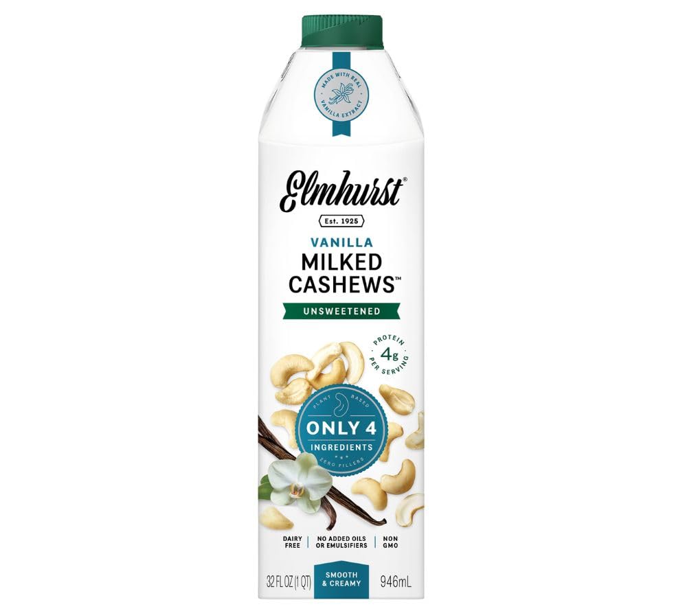 Elmhurst Unsweetened Cashew Milk 6-Pack (946 mL each)