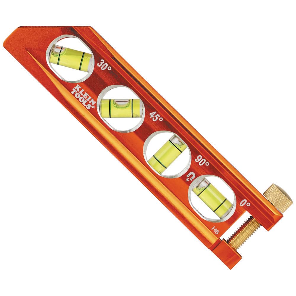 Klein Tools 935AB4V Level, 6-Inch Magnetic Torpedo and Conduit Level with 0/30/45/90 Degree Vials, V-Groove and Magnet Track, High Visibility Orange KLEIN TOOLS