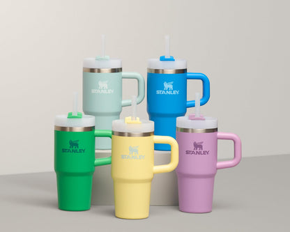 Stanley Quencher H2.0 Tumbler with Handle and Straw 20 oz Flowstate 3-Position Lid Cup Holder Compatible for Travel Insulated Stainless Steel Cup BPA-Free Lilac