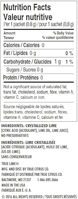True Lime Water Enhancer - 100% Natural, Sugar-Free, Zero Calories - Single-Serve Packets, 100 Count (Pack of 2)