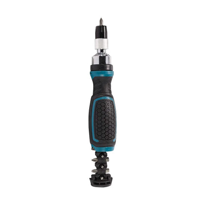 Makita 8-Piece Multi-Bit Ratcheting Screwdriver Set with 3-Position Ratchet, Ergonomic Rubber Grip, in-Handle Bit Storage, 1/4" Hex Quick-Release Chuck