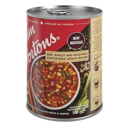 Tim Hortons Beef, Barley & Vegetable Soup – 12 Pack (540mL Cans)