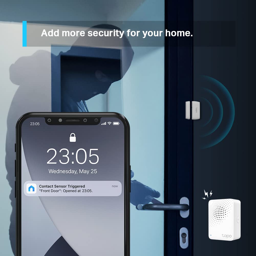 TP-Link Tapo T110 Contact Sensor, White, Requires Tapo Hub, Long Battery Life, Real-Time Notification, Smart Action Tapo