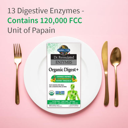 Garden of Life Dr. Formulated Enzymes Organic Digest + Chewables, 90 Count, Tropical Fruit