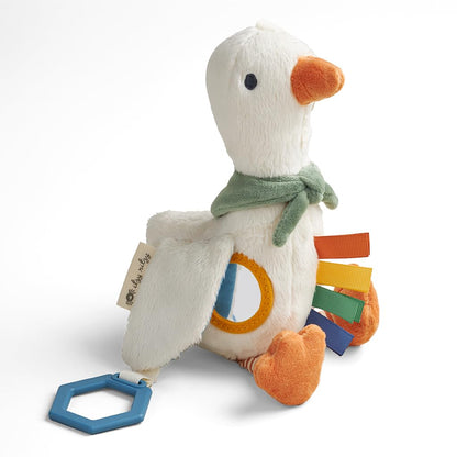 Itzy Ritzy Bitzy Traveler Car Seat & Stroller Toy for Babies – Developmental Sensory Toy Features Crinkle & Rattle Sounds & Multiple Textures – Hanging Travel Buddy for On-the-Go Entertainment (Goose) Itzy Ritzy