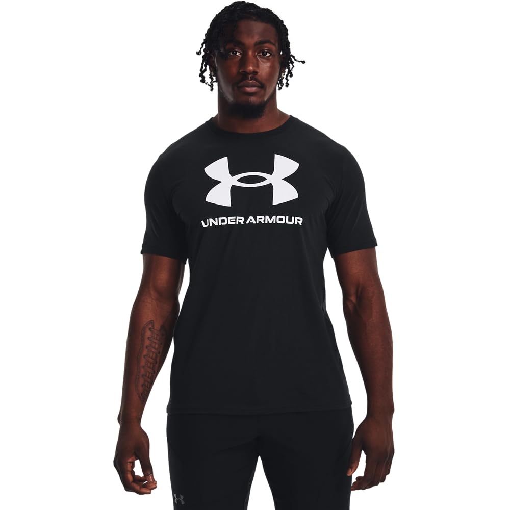 Under Armour Men's Sportstyle Logo Short Sleeve T Shirt, (001) Black / / White, Small Under Armour