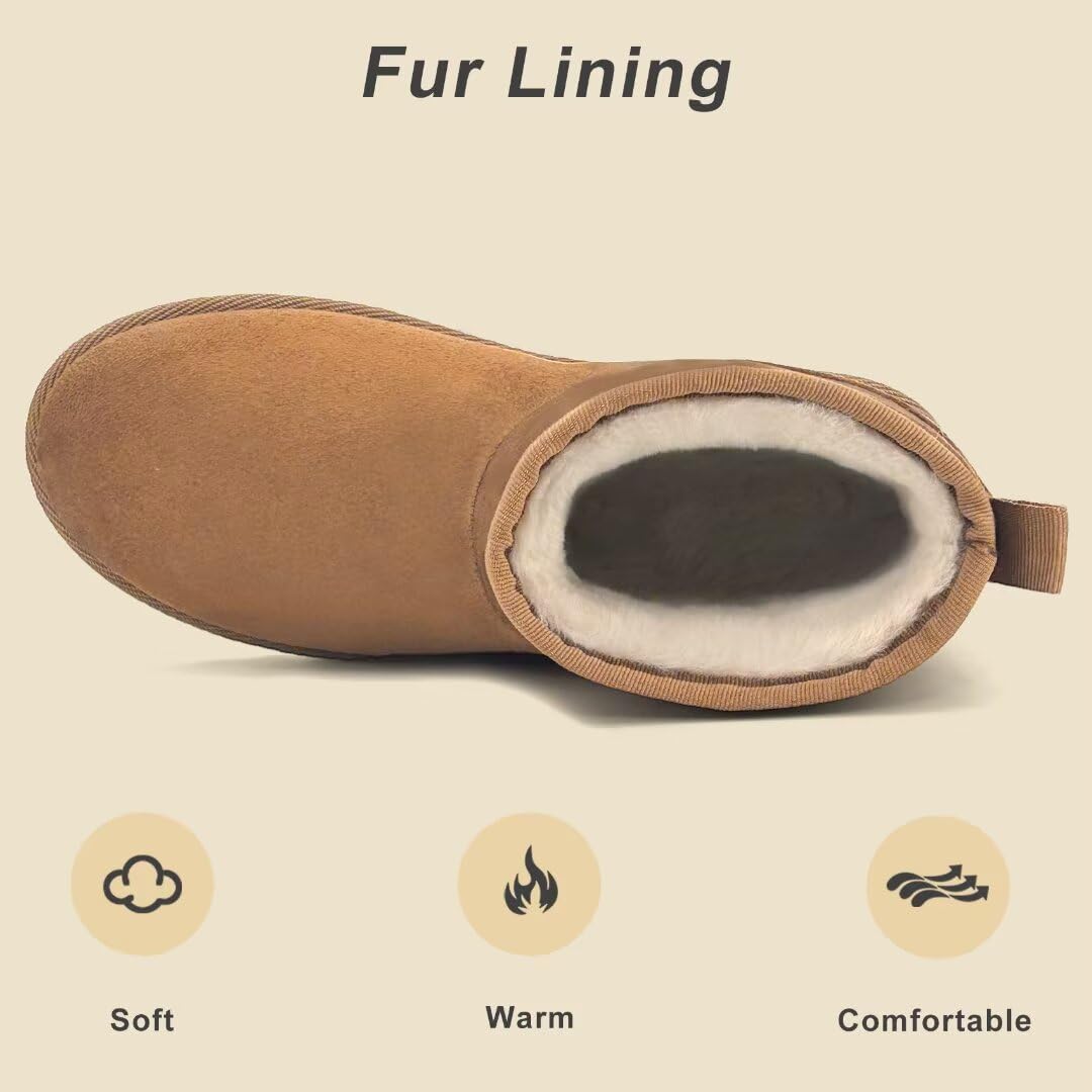 Mini Winter Boots for women,Ankle Snow Booties,Classic Boots Slip On,Fur Lined Winter Warm,Bottillons pour femme. 🍁 All In One Marketplace Canada