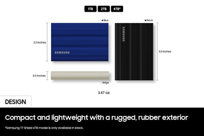 SAMSUNG T7 Shield 1TB, Portable SSD, up to 1050MB/s, USB 3.2 Gen2, Rugged, IP65 Rated, for Content Creators and Gaming, External Solid State Drive (MU-PE1T0S/AM), Black [Canada Version]