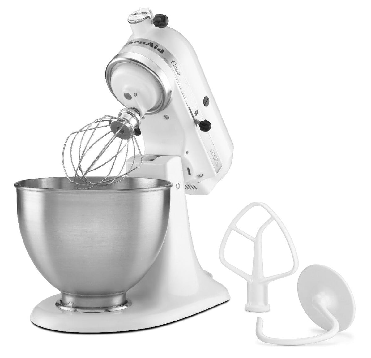 KitchenAid Classic Series 4.5-Quart Tilt-Head Stand Mixer, White, K45SSWH