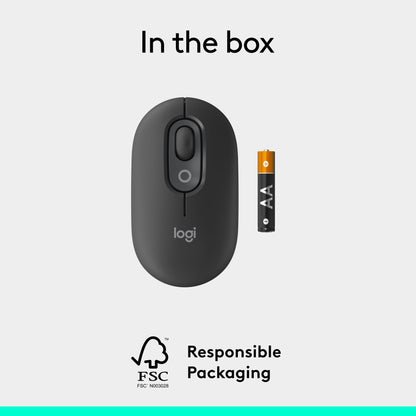 Logitech POP Mouse, Compact and Portable Wireless Bluetooth - Graphite