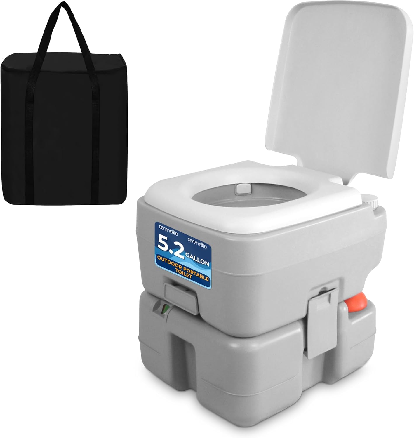 SerenLife Portable Toilet - 5.2 Gallon Camping and RV Porta Potty, Flushable, Leak Proof and Detachable Waste Tank, Ideal for Road Trip, Boats, Travel and Hiking Gear Essentials SereneLife