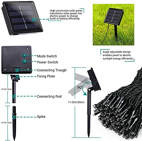 Solar String Lights Outdoor, 98.4ft 300 LED Solar Fairy Lights 8 Modes Waterproof Solar Powered Lights for Garden, Patio, Home, Party, Wedding, Holiday, Tree, Outdoor Decor (Warm White) 🍁 All In One Marketplace Canada