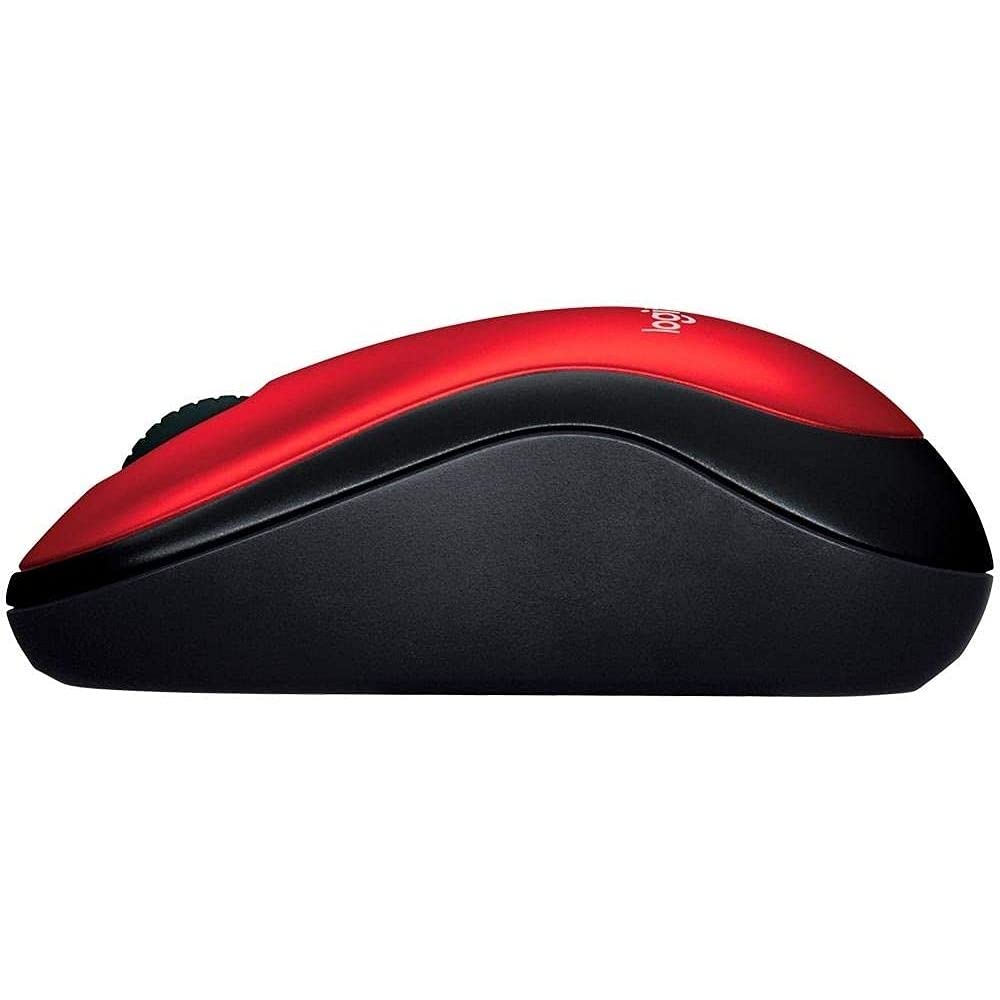 Logitech M185 Compact Ambidextrous Wireless Mouse with Rubber Grips - Red