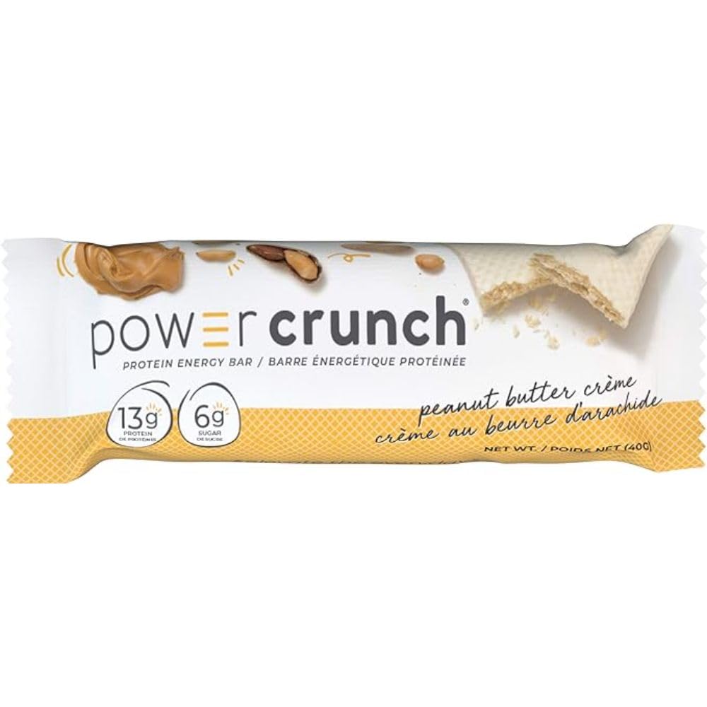Power Crunch Protein Bars Peanut Butter Crème 12 Count – High Protein Wafer Bar, 13g Protein, Low Sugar, Cream-Filled Snack Bar Power Crunch