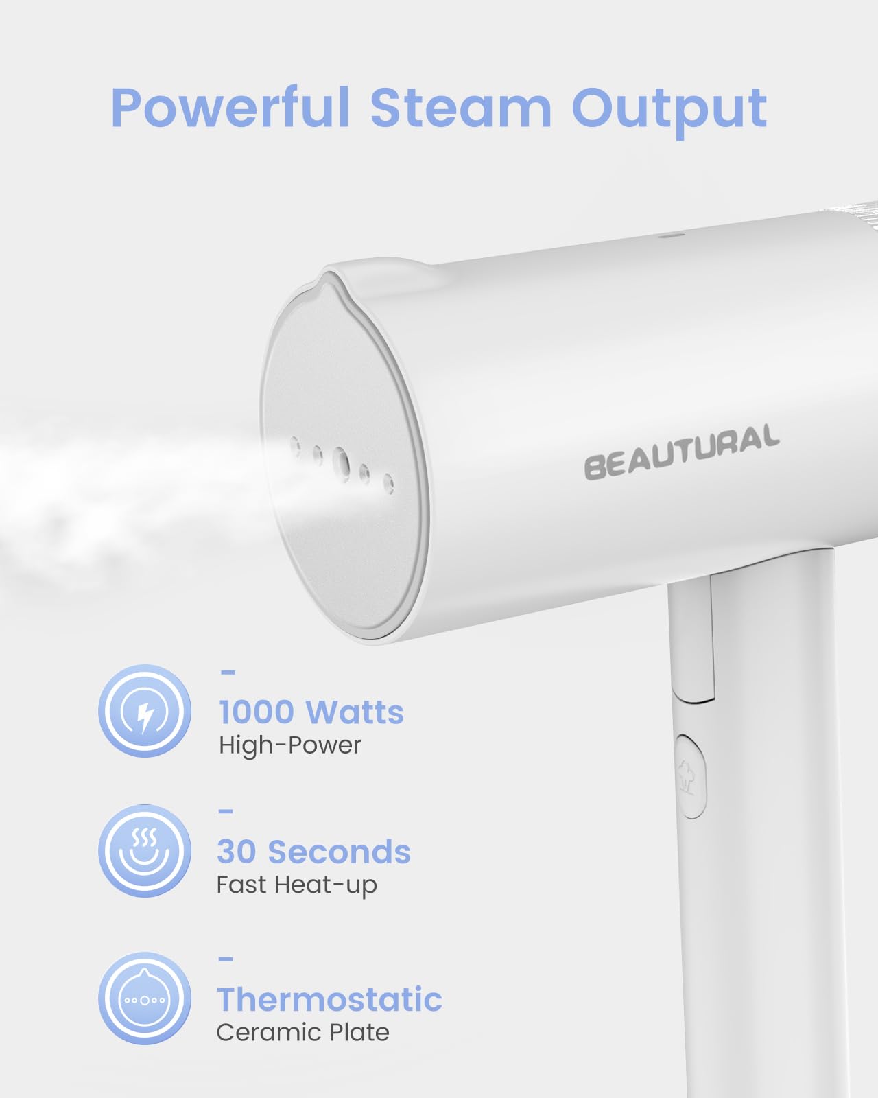 BEAUTURAL Steamer for Clothes, Foldable Handheld Clothing Wrinkles Remover for Garments, 30-Second Fast Heat-up, Portable Fabric Steamer for 120V Countries, Not for Use in 220V Such as Europe - Available at All In One Marketplace Canada