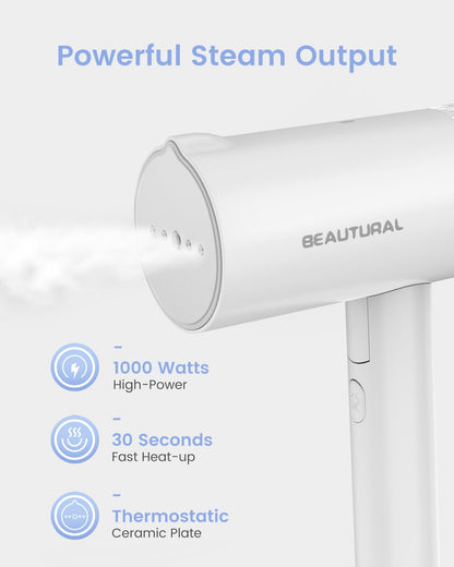 BEAUTURAL Steamer for Clothes, Foldable Handheld Clothing Wrinkles Remover for Garments, 30-Second Fast Heat-up, Portable Fabric Steamer for 120V Countries, Not for Use in 220V Such as Europe - Available at All In One Marketplace Canada